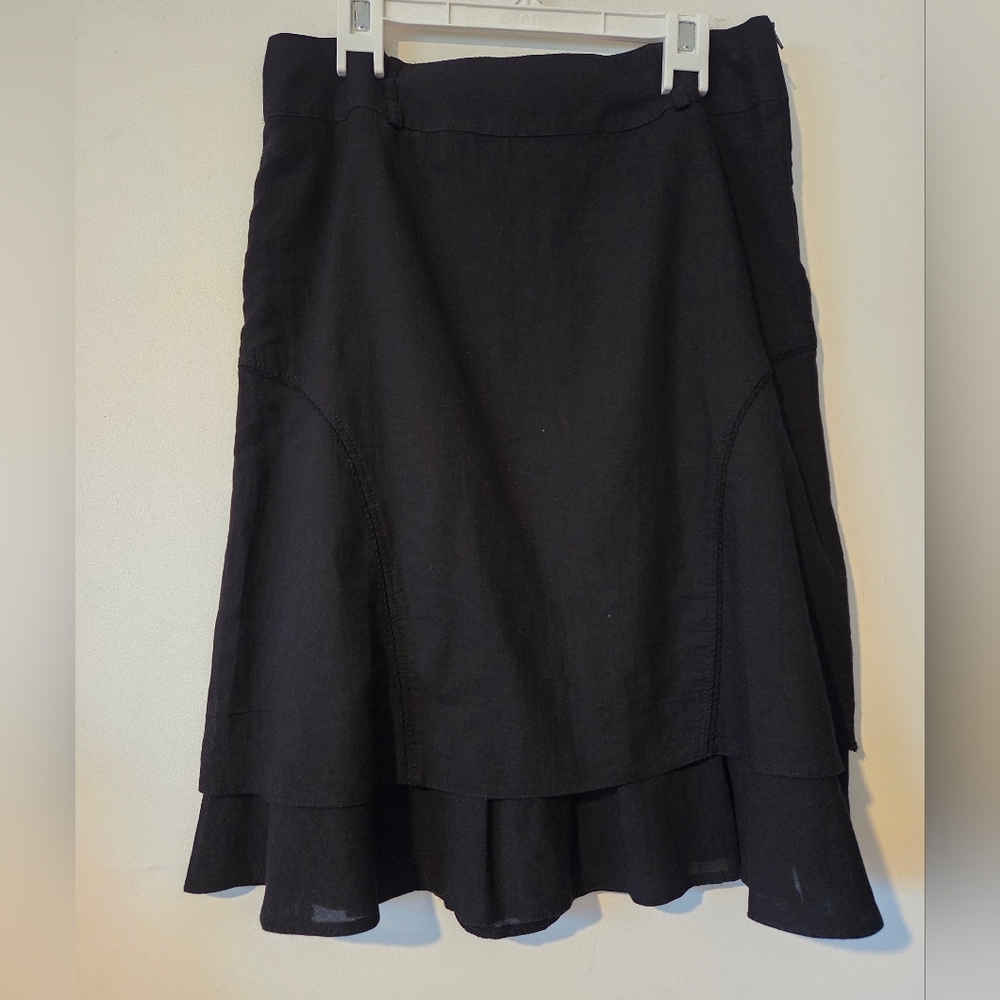 Steilmann Flirty Black Cotton Skirt with Ruffle Hem